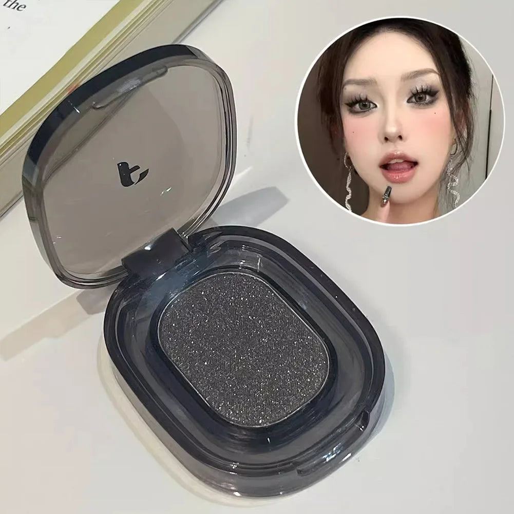 Glitter Punk Black Eye Shadow Palette Metallic Smoky Monochrome Eyeshadow Palette Shimmer Pearl Eye Makeup Shiny Silkworm Shadow