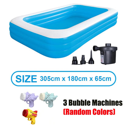 2m/2.6m Large Inflatable Swimming Pool Adults Kids Pools Bathing Tub Outdoor Indoor Bathtub Water Pool Family Party Toys