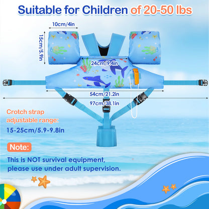 Kids Swimming Vest Toddler Floaties Arm Band Floaties with Adjustable Strap Swim Jacket Water Wing Pool Float Learning Swim
