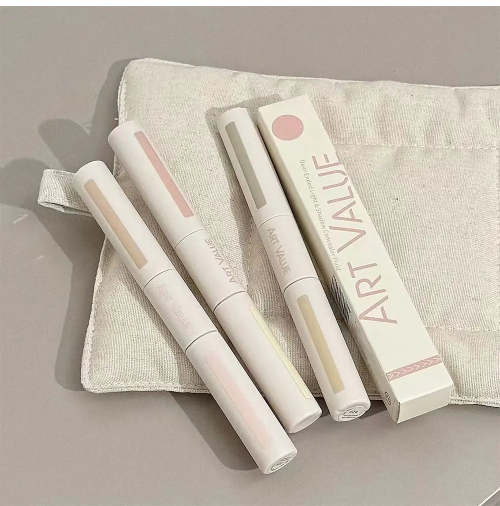 Dual End Concealer Stick Pink Liquid Brightening Contour Pen Correcting Penfor Under Eye & Face Sculpting Full Coverage Makeup