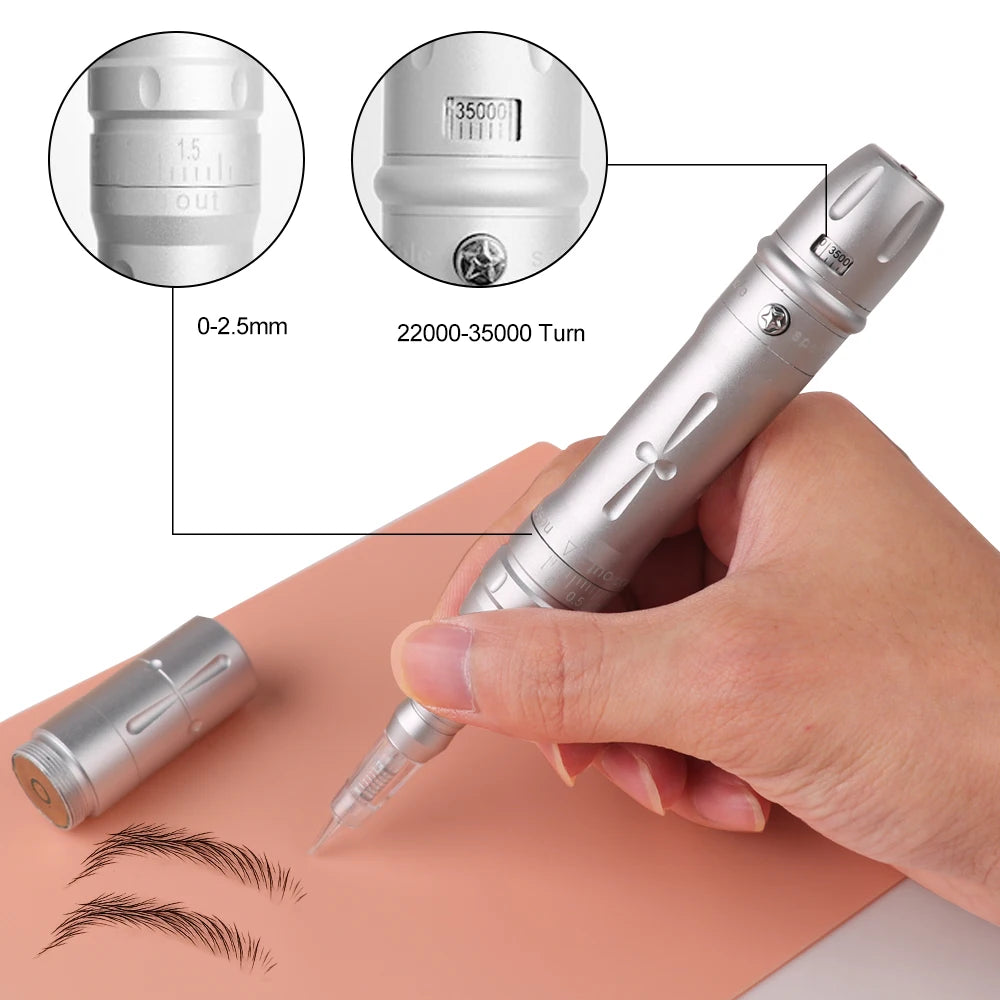 Wireless PMU Machine-Permanent Eyebrow Makeup Tattoo Machine Kit or Disposable Sterilized Tattoo Needle for Eyebrow Lip Eyeliner