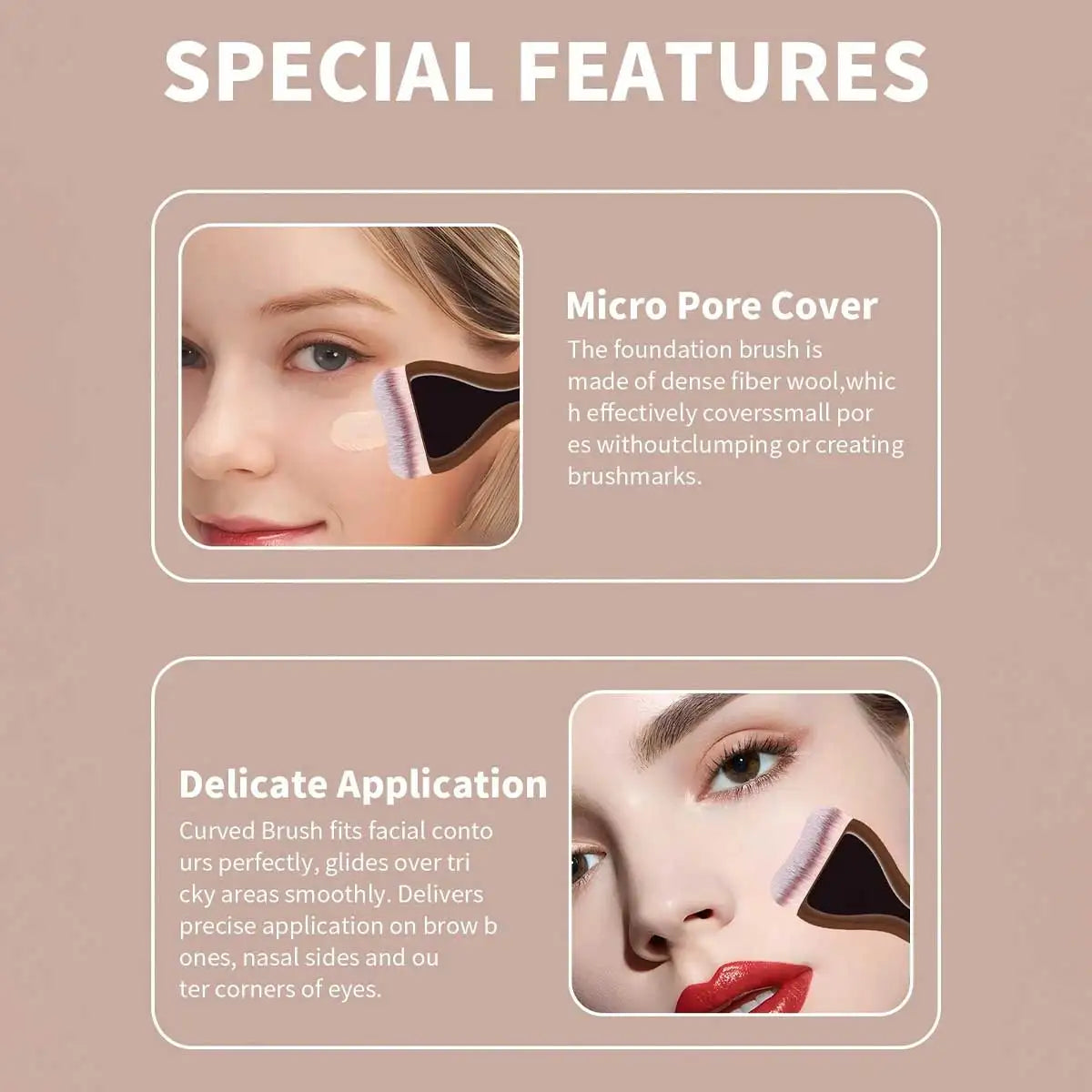 MAANGE 2pcs Foundation Makeup Brushes Set Ultra Thin Top Mask Brush For Liquid Cream Cosmetics Blending Beauty Tool Premium Gift