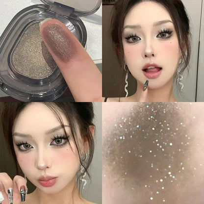 Glitter Punk Black Eye Shadow Palette Metallic Smoky Monochrome Eyeshadow Palette Shimmer Pearl Eye Makeup Shiny Silkworm Shadow