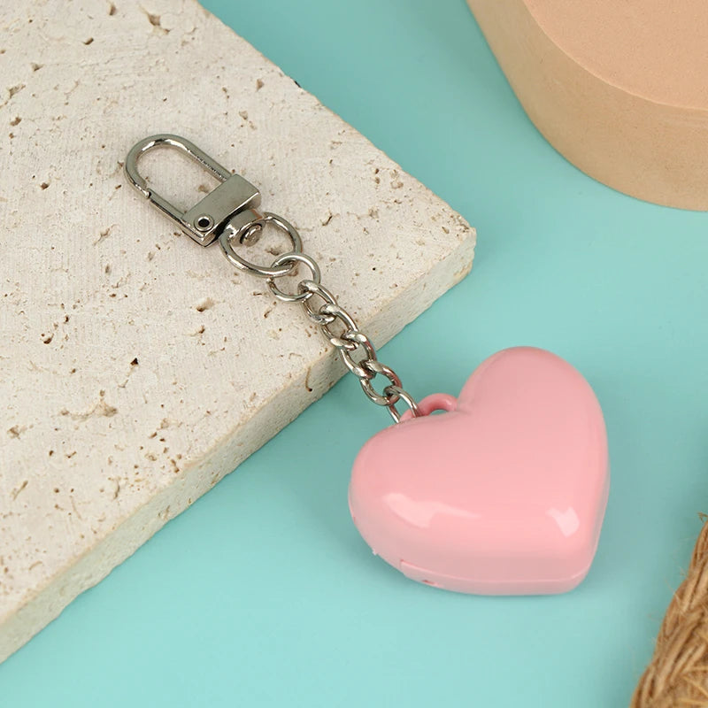 1Pcs Heart Shape Blush Empty Compact with Mirror, Keychain DIY Refillable Powder Case for Makeup