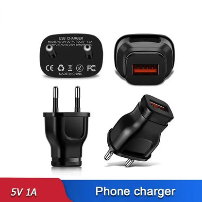 Mobile Phone Chargers AC 5V 1A USB Charger Mini Power Adapter Travel Wall Charger US EU Plug For iPhone Huawei Realme Redmi OPPO
