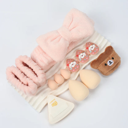 Embroidered Powder Puff Headband 13-Piece Set, Suitable for Applying and Setting Makeup, Suitable for All Skin Types