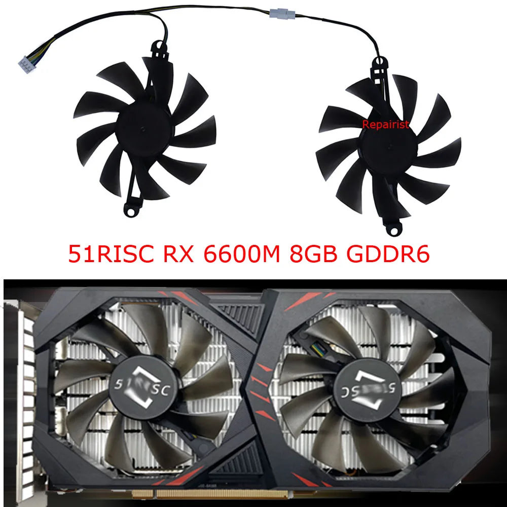 Graphics Cooler Video Card Fan For 51risc RX6600M RX580 8G,For 51RISC RX590 590 GME 8GB Gaming,2Pcs/Set,XY-D09015B