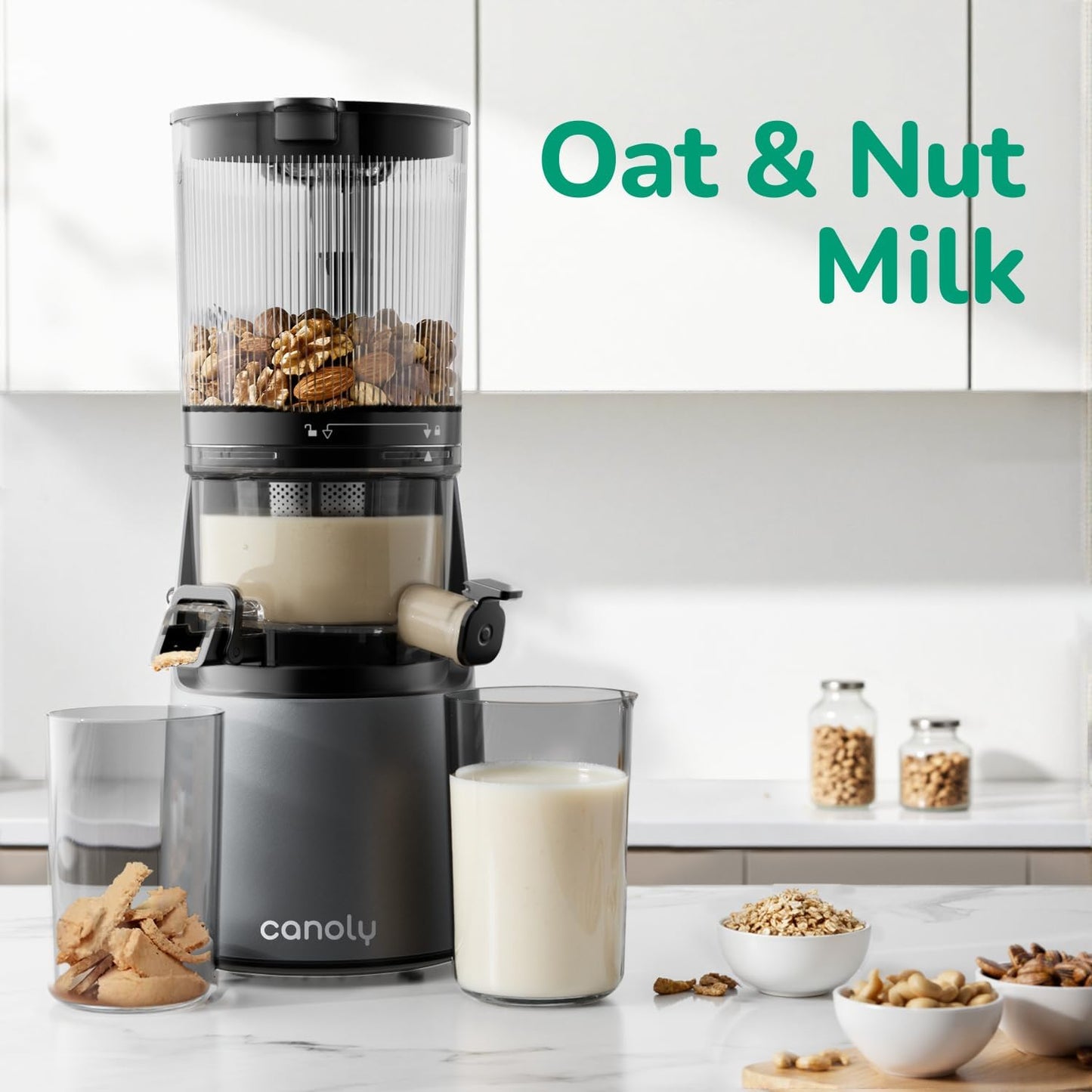 C16 Cold Press Juicer, 6" Extra Wide Feed Chute, 3-IN-1 Strainers (Juice & Sorbet & Nut Milk), Powerful AC Brushless Motor, Self Precut System, Juicer Machines with Bpa-Free (Space Gray)