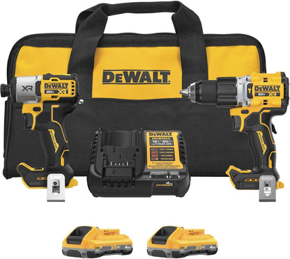 DEWALT 20V MAX XR Impact Driver and Hammer Drill Cordless Power Tool Combo Kit, Includes 2 X 4Ah POWERPACK Batteries and a Charger (DCK250QQ2)