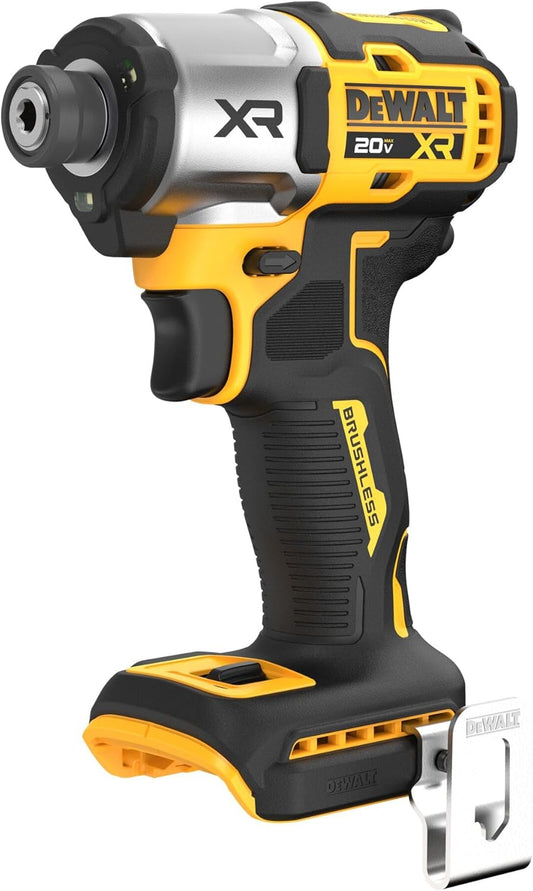 DEWALT 20V MAX XR Impact Driver, 1/4 Inch High Torque Brushless 3 Speed Premium Cordless with LED Light, Extended Runtime, Tool Only (DCF845B)