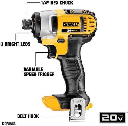 DEWALT 20V MAX Cordless Drill and Impact Driver, Power Tool Combo Kit , Includes 2 Batteries, Charger and Bag (DCK240C2)