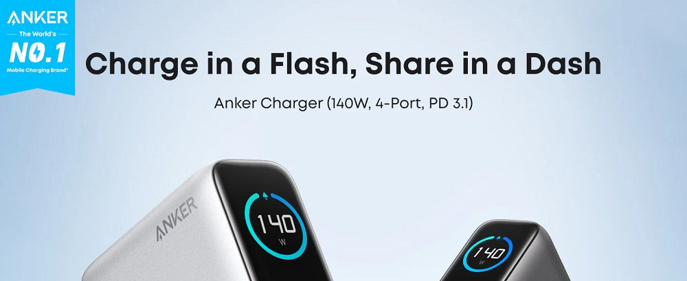 Brand New Anker Zolo 140W GaN Charger AI Display Screen Four-Port Fast Charge Mobile Phone Chargers Portable Phone Power Adaptor