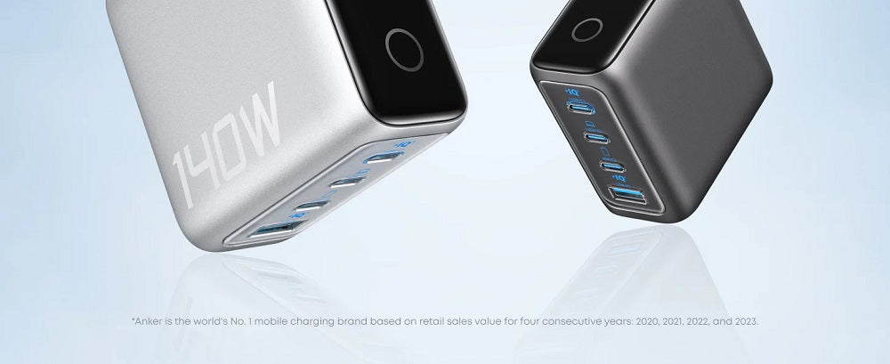 Brand New Anker Zolo 140W GaN Charger AI Display Screen Four-Port Fast Charge Mobile Phone Chargers Portable Phone Power Adaptor