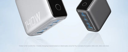 Brand New Anker Zolo 140W GaN Charger AI Display Screen Four-Port Fast Charge Mobile Phone Chargers Portable Phone Power Adaptor