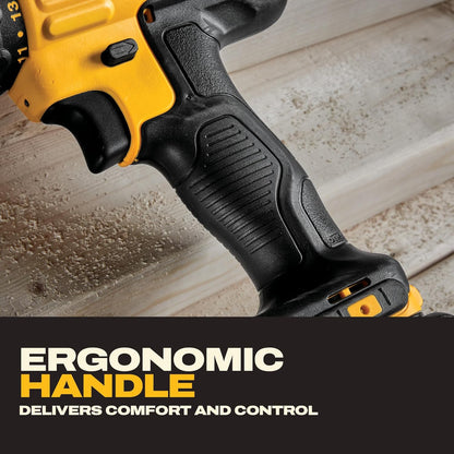DEWALT 20V Max Cordless Drill Driver Set, 2 Speed, High Performance Motor, Includes 2 XR 1.3Ah Li-Ion Batteries, Charger and Contractor Bag (DCD771C2)