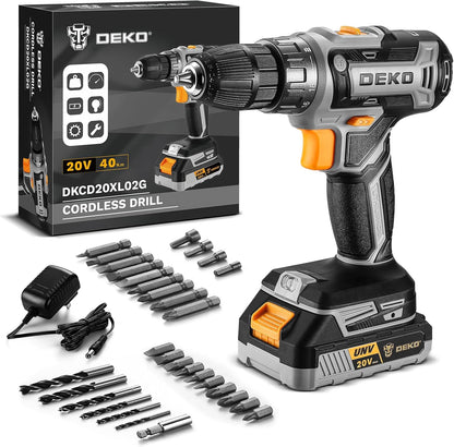 Power Drill Cordless:  Cordless Drill 20V Electric Power Drills Set Tool Drills Cord-Less Set with Battery and Charger