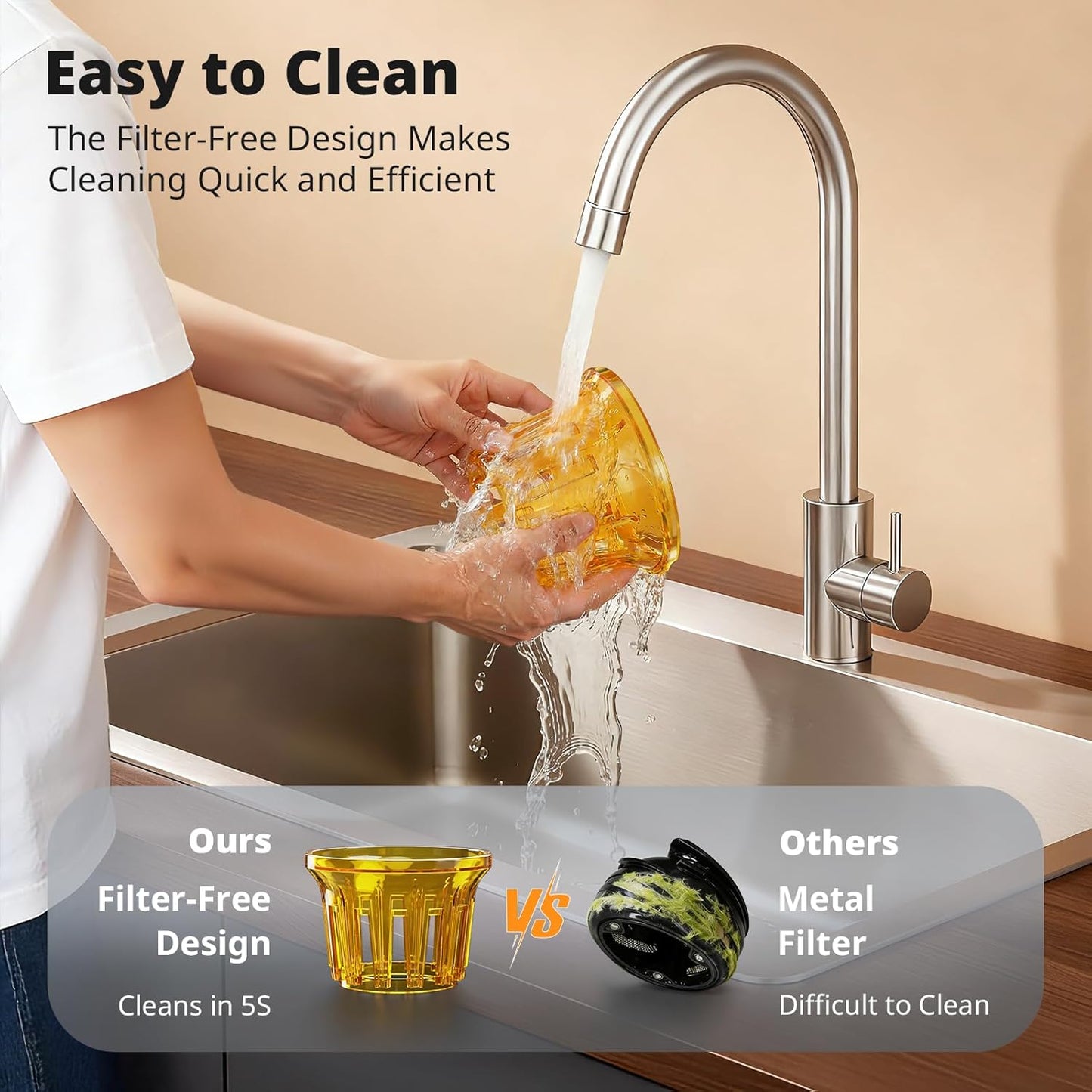 Juicer Machines, 5.8" Feed Chute Cold Press Juicer for Whole Fruit and Vegetable, 2.2 Qt Auto-Feed Time-Saver, 7+1-Stage New Upgraded Auger Slow Masticating High Yield, Easy to Clean Black