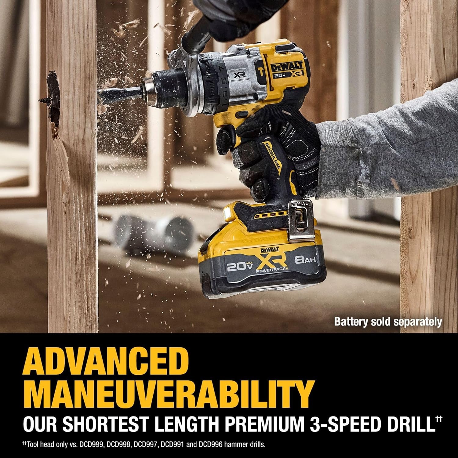 DEWALT 20V MAX XR 1/2 Inch Brushless Cordless Hammer Drill, Battery Not Included (DCD1007B)