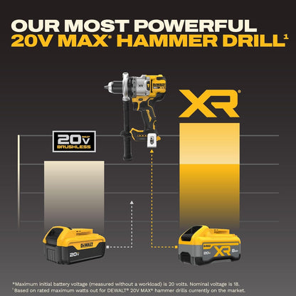DEWALT 20V MAX XR 1/2 Inch Brushless Cordless Hammer Drill Kit with 8AH Battery and Charger, 3 Speed (DCD1007WW1)